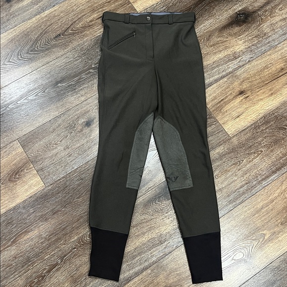 Gutos Pants - Gutos Equestrian Horse Riding Breeches Ribb Knee Patch Pants In Dark Grey 🐴